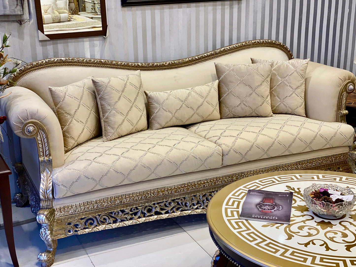 Royal Radiant Carved 6 Seater Sofa | Maximizes Seating