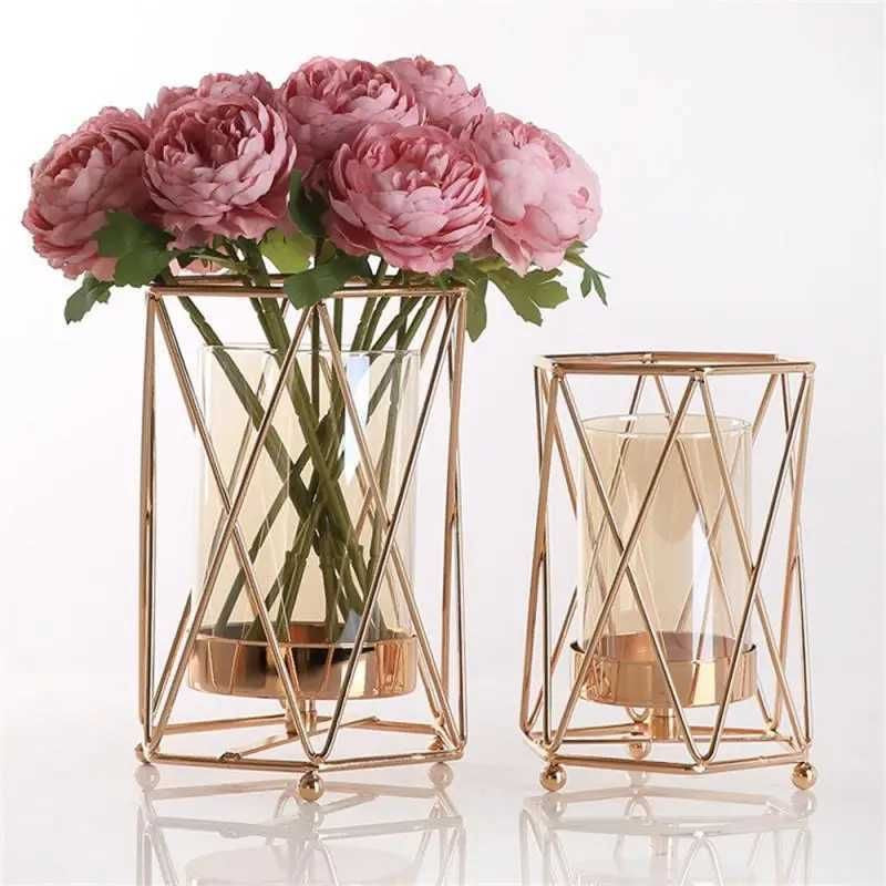 Iron Nordic Vase With Glass Inlay.