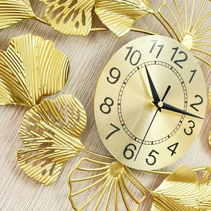 Gingko-Leaf Metal Wall Clock