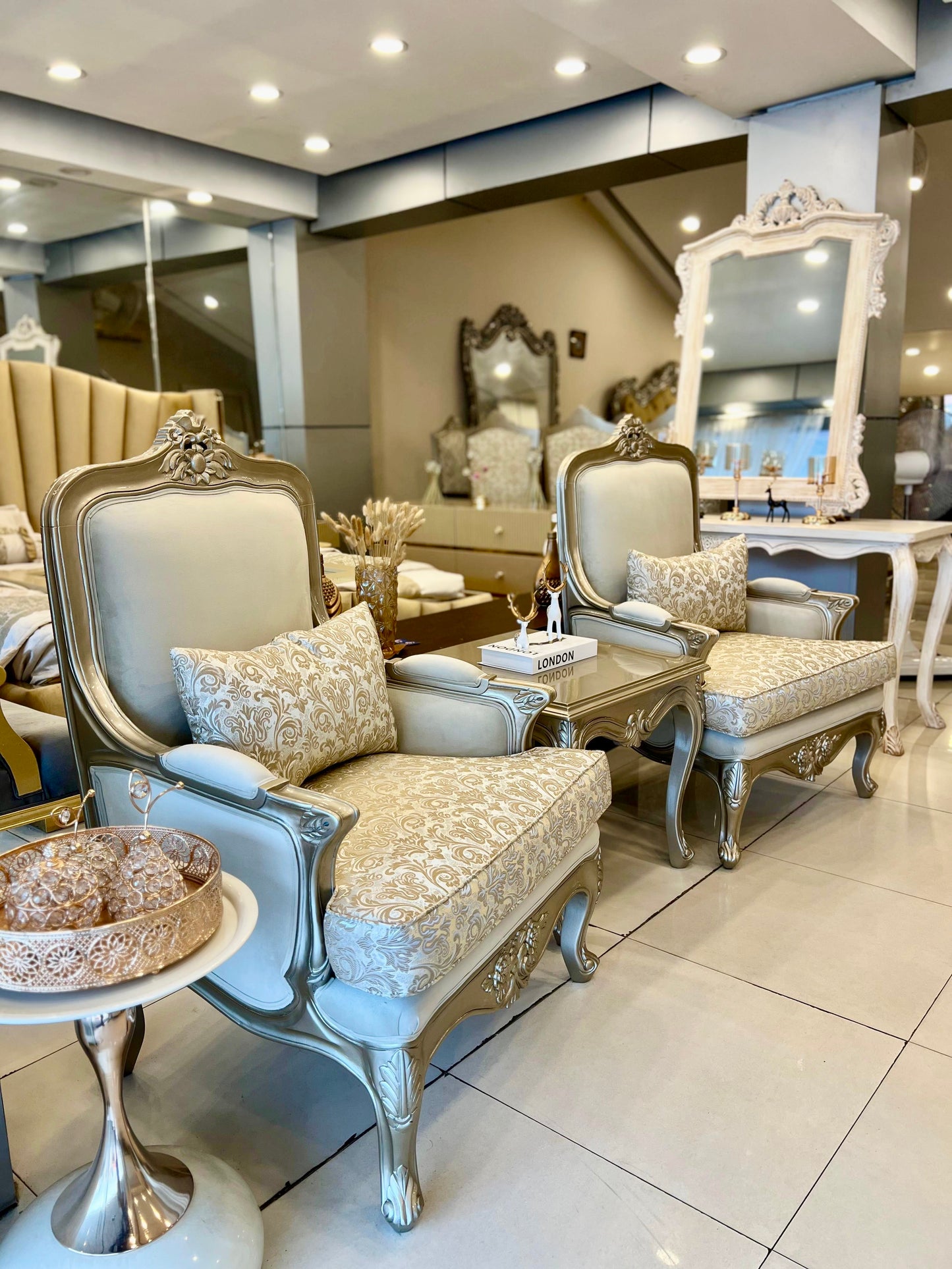 Foliage Crème Chairs with Table | Complete Your Bedroom