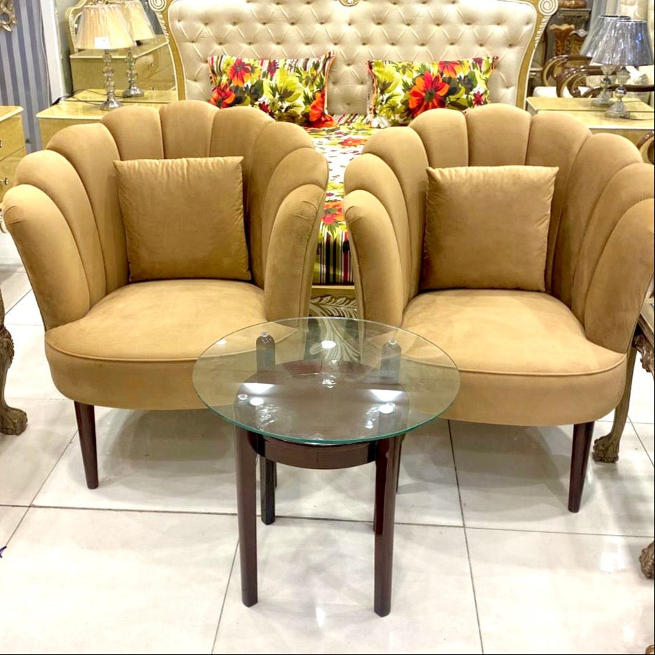Camel Luxe Duo With Table | Seating For Two