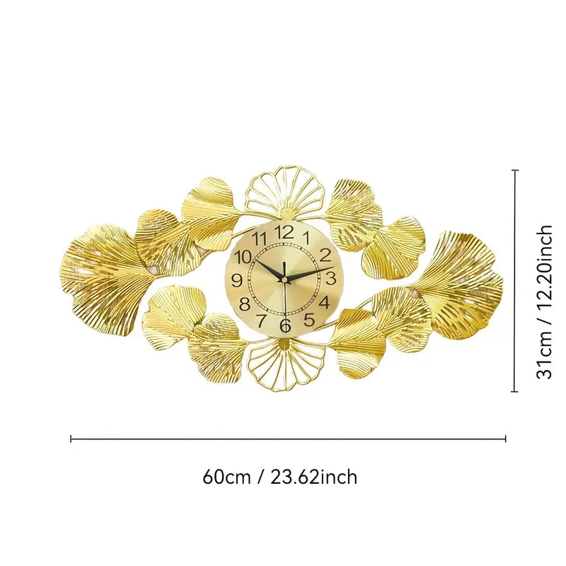 Gingko-Leaf Metal Wall Clock