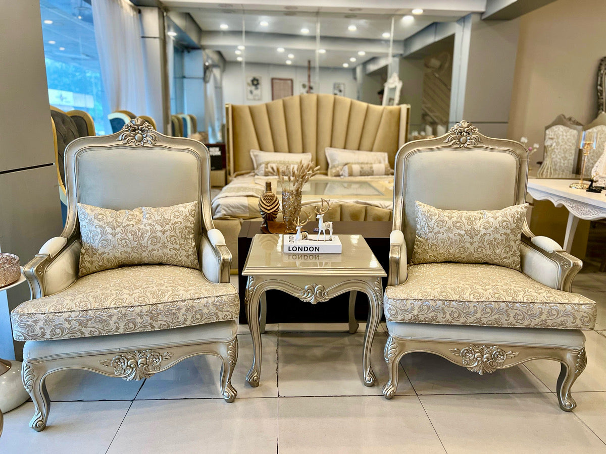 Foliage Crème Chairs with Table | Complete Your Bedroom