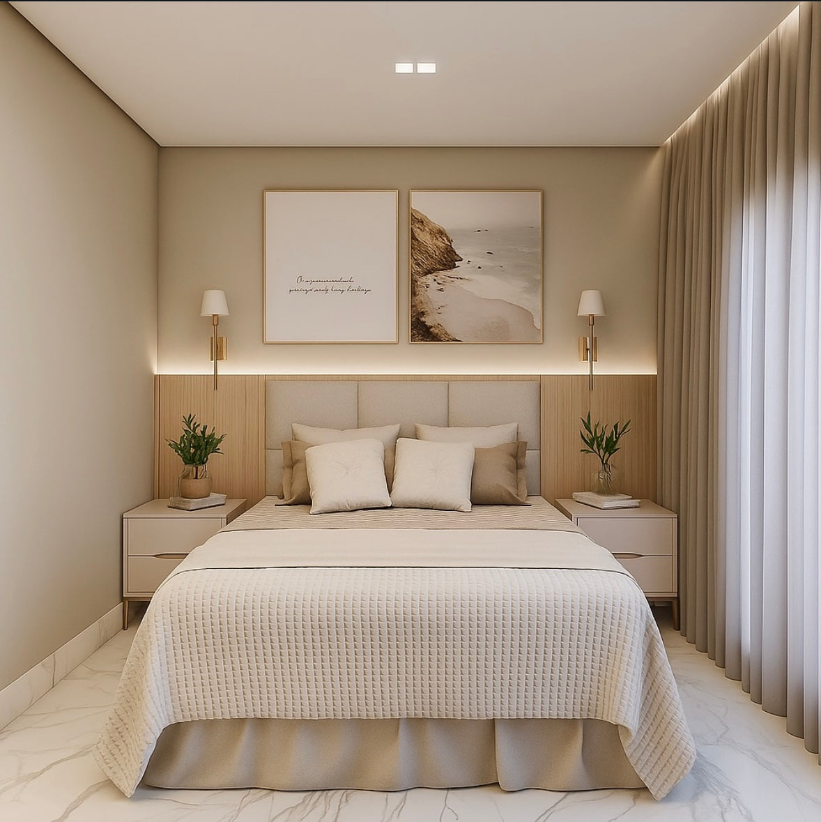 Sand Rust Bed With 2 Side-Tables | Unifies Your Room Style