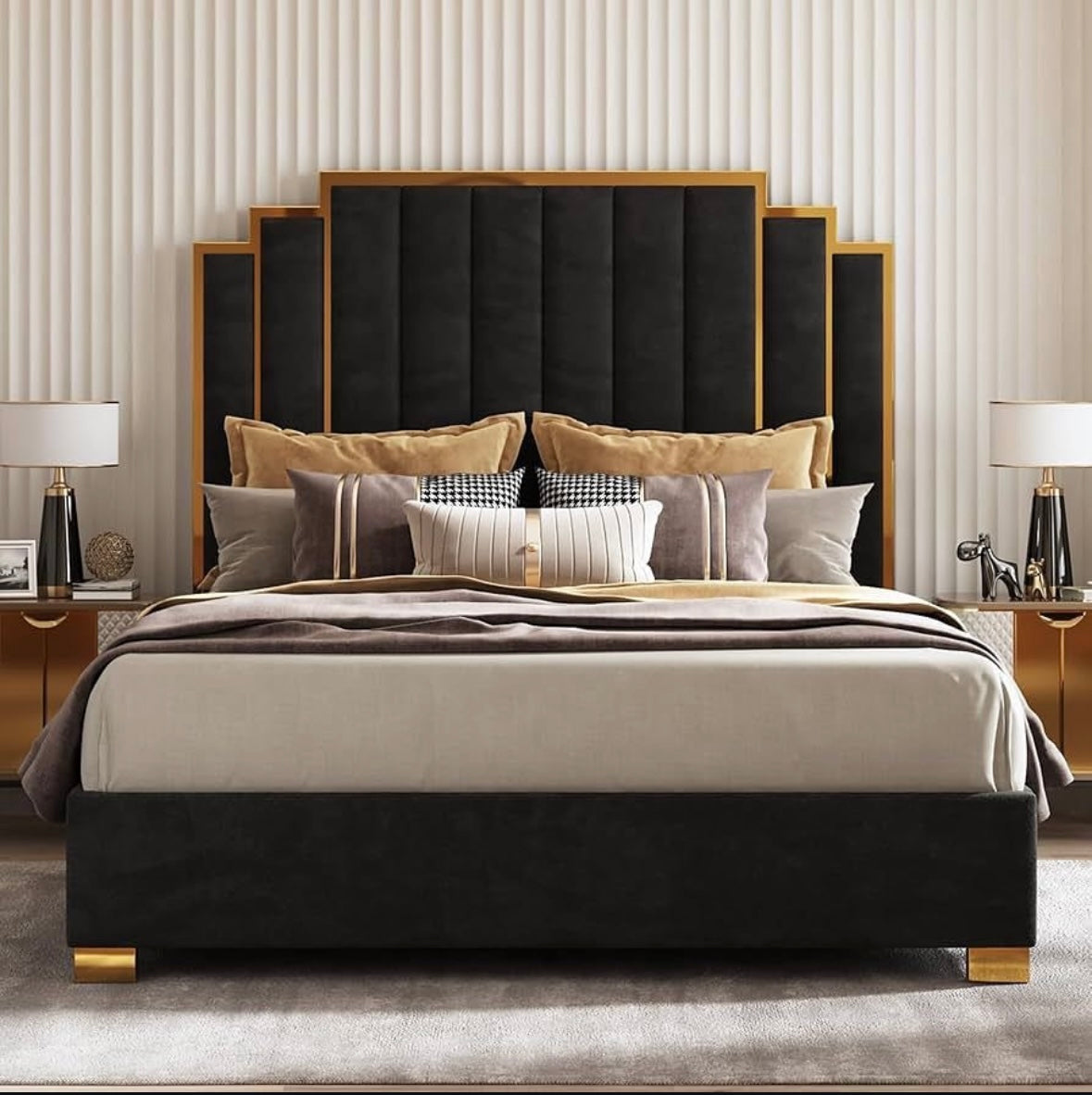 Contemporary Upholstered Bed With 2 Side-Tables | Bedroom's Modern Flair