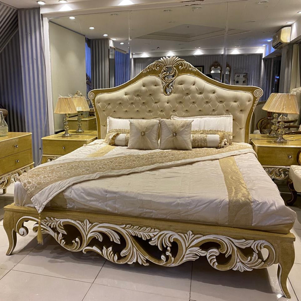 Bridal Carved Bed Set With Dressing & 2 Side-Tables