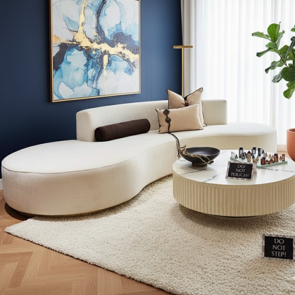 Cosmo Sofa 4 Seater With Round Centre Table | Maximizes Seating