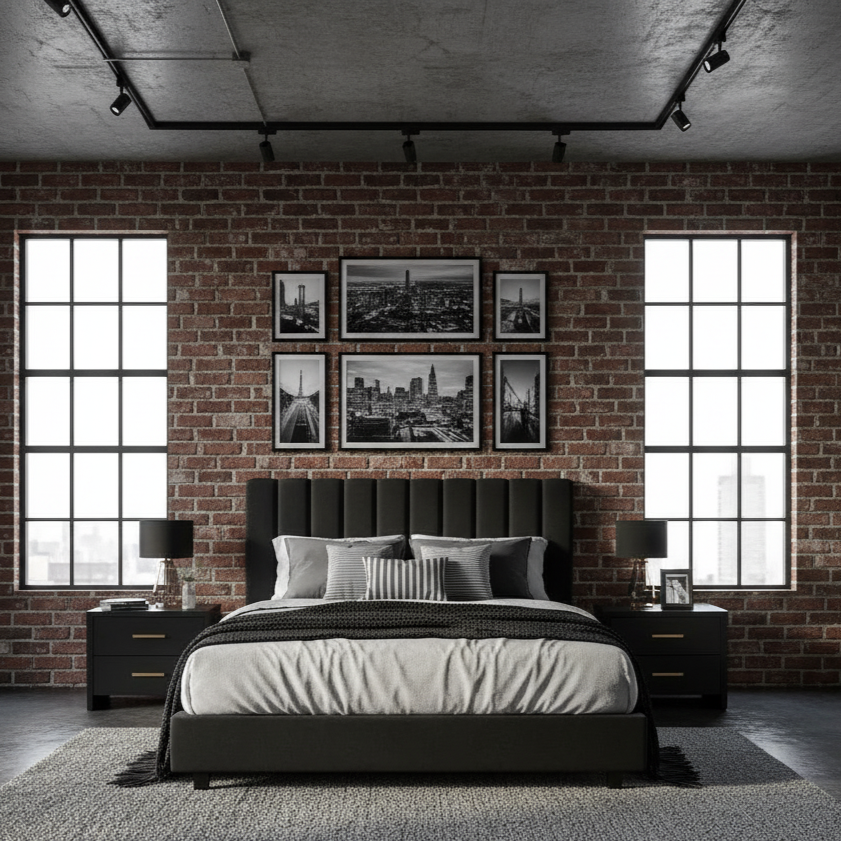 Noir Bed Set with 2 Side Tables | Adds Sleek, Modern Elegance