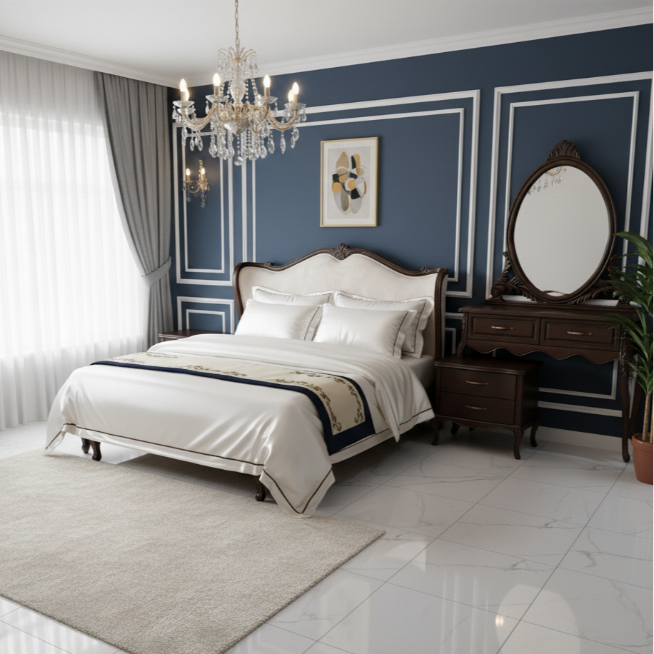 Classic Bed Set With Dressing & 2 Side-Tables