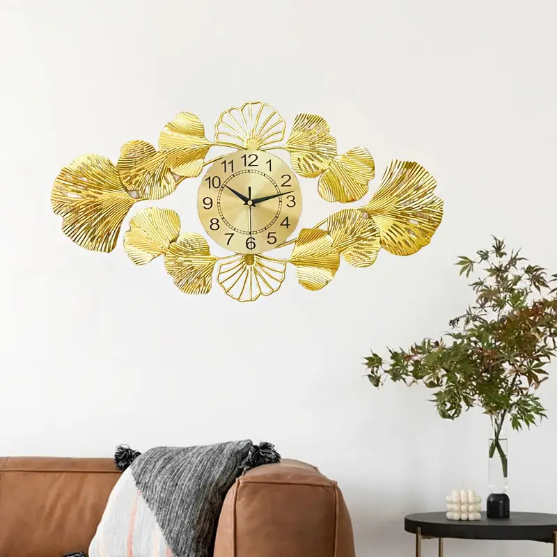 Gingko-Leaf Metal Wall Clock