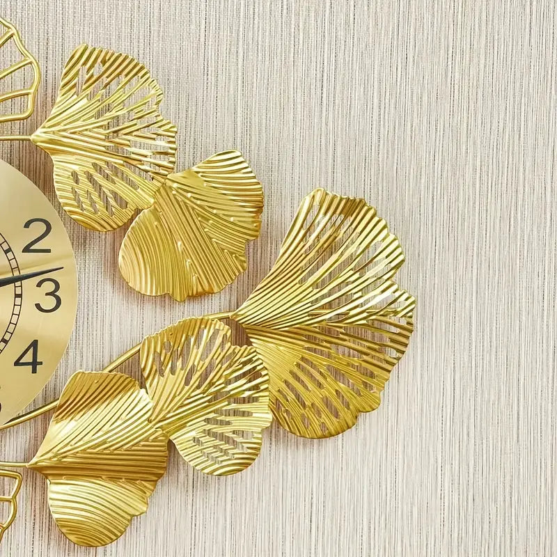 Gingko-Leaf Metal Wall Clock