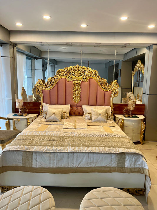 Gold Blush Bridal Set with 2 Side Tables and Dressing Table.