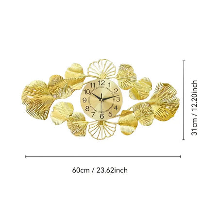 Gingko-Leaf Metal Wall Clock | Fill An Empty Wall With Style