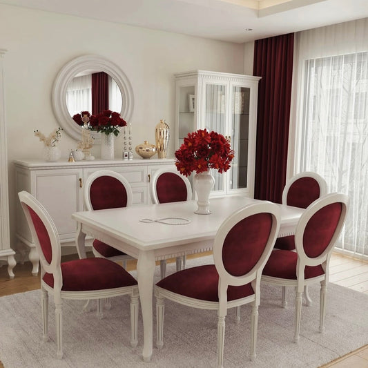 Crimson Beige Dining Table With 6 Chairs | Makes Meal Worth Enjoying