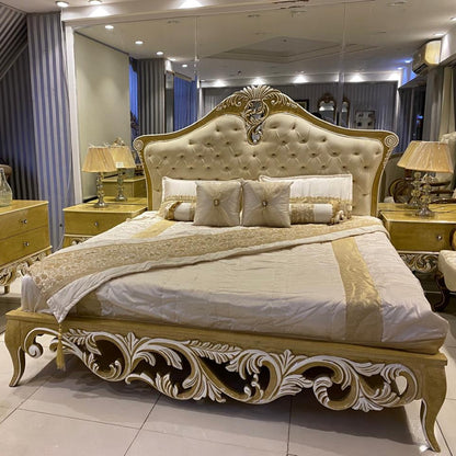 Bridal Carved Bed Set With Dressing & 2 Side-Tables