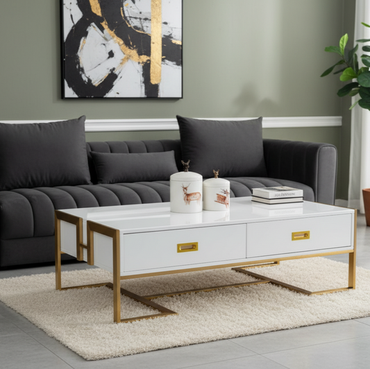 White Centre Table with Drawers | Offers Modern, Sleek Storage