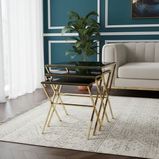 Noir Gold Nest Table Set | Creates Extra Table Space