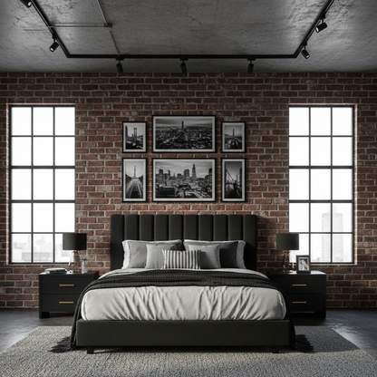 Noir Bed Set with 2 Side Tables |  Adds Sleek, Modern Elegance