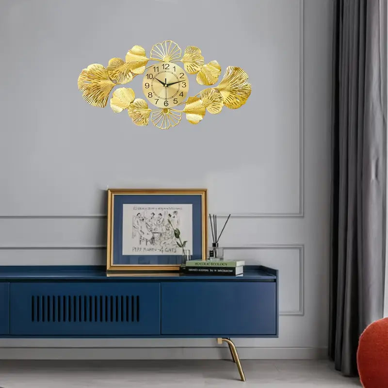 Gingko-Leaf Metal Wall Clock