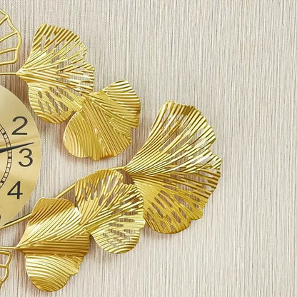 Gingko-Leaf Metal Wall Clock | Fill An Empty Wall With Style